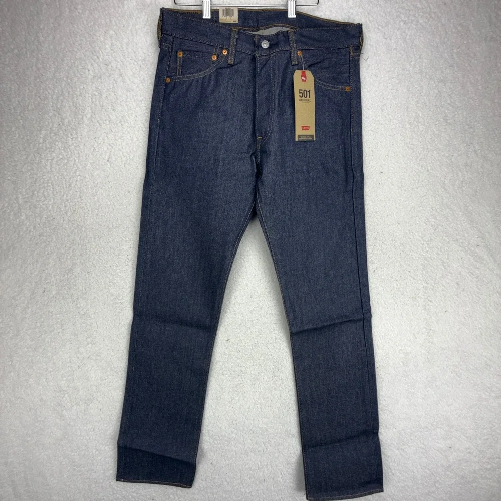 Levis 501 Original Shrink-To-Fit Jeans Mens 31x34 Rigid Indigo Blue 00501-0000